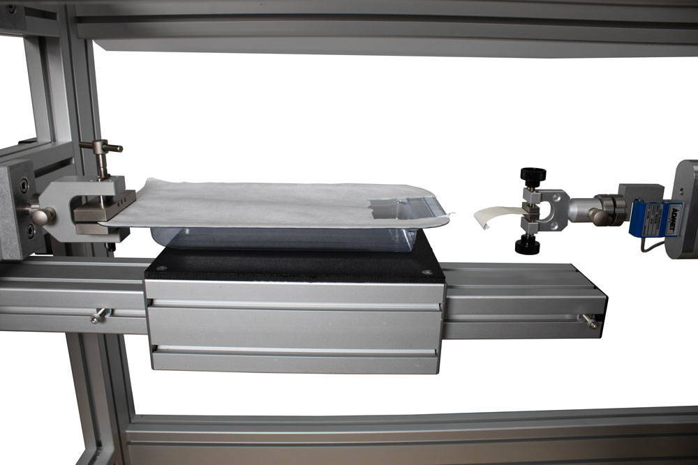 Closeup for packaging peel test