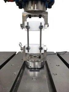 ASTM F1717 test set up on an axial torsion fatigue testing machine