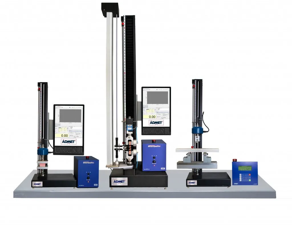 Range-of-eXpert-7600-Single-Column-Material-Testing Single Column Material Testing System, performing a compression, tensile, and bend test