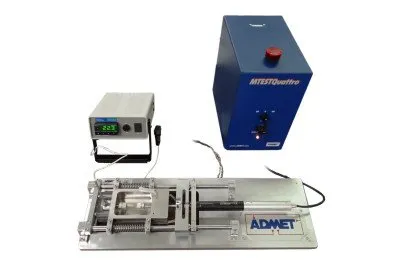 microtester with temperature controlled bath for testing of medical devices