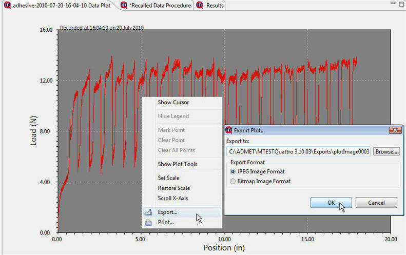 material testing graph